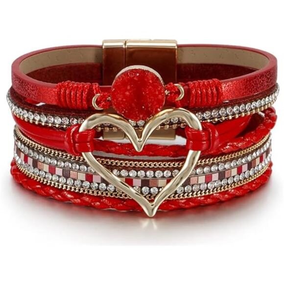 Leopard Leather Wrap Bracelet Women Multi Layer Pearl Crystal Cuff Jewelry Gift - Picture 7 of 7